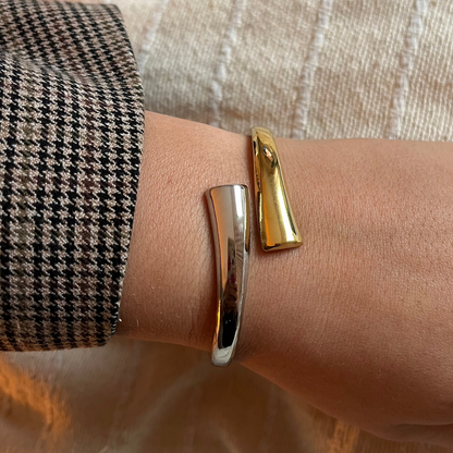 Bangle armband met rechthoeken | Goud- en zilverkleurig