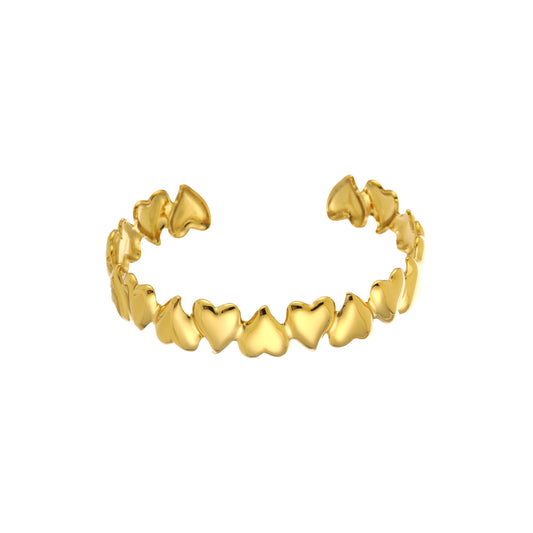 Bangle armband met hartjes | Goudkleurig
