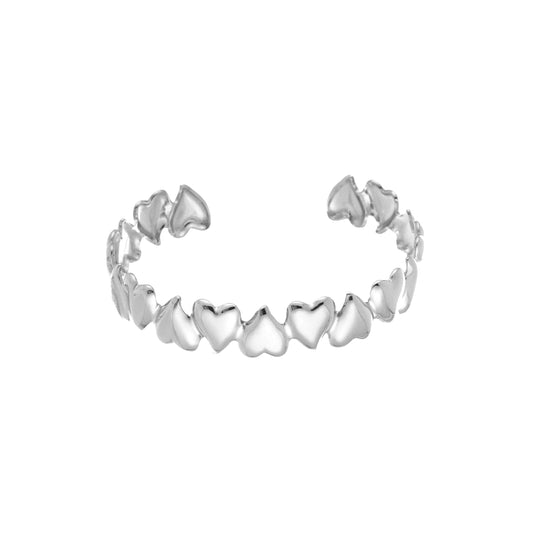 Bangle armband met hartjes | Zilverkleurig