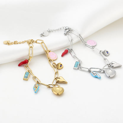 Bedelarmband met pepertje en hartjes | Zilverkleurig