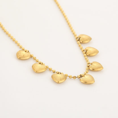 Bedelketting met massieve hartjes | Goudkleurig