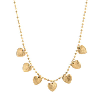 Bedelketting met massieve hartjes | Goudkleurig