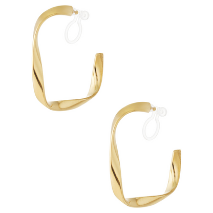 Clip oorbellen gedraaide hoops | Goudkleurig