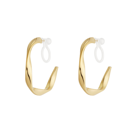 Clip oorbellen gedraaide hoops medium | Goudkleurig