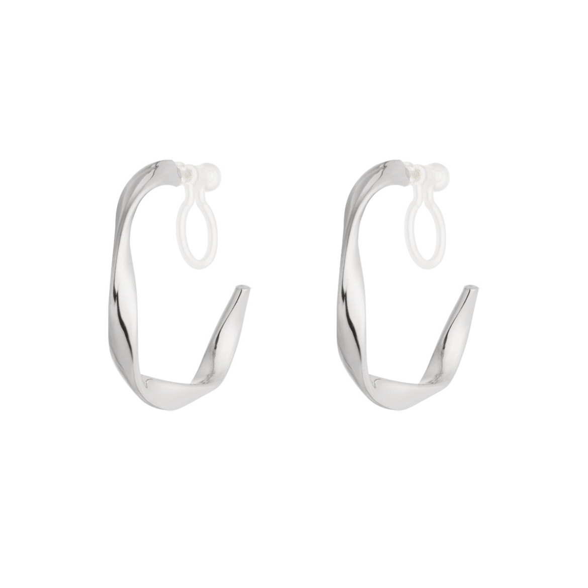 Clip oorbellen gedraaide hoops medium | Zilverkleurig
