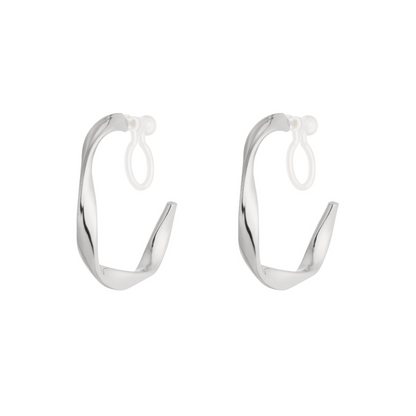 Clip oorbellen gedraaide hoops medium | Zilverkleurig