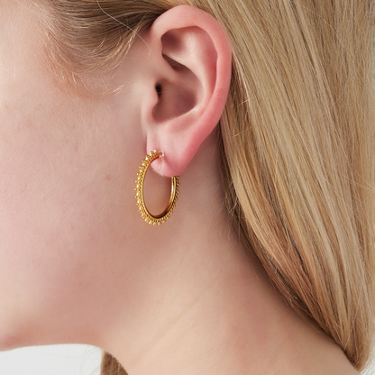 Clip oorbellen hoops met patroon | Zilverkleurig
