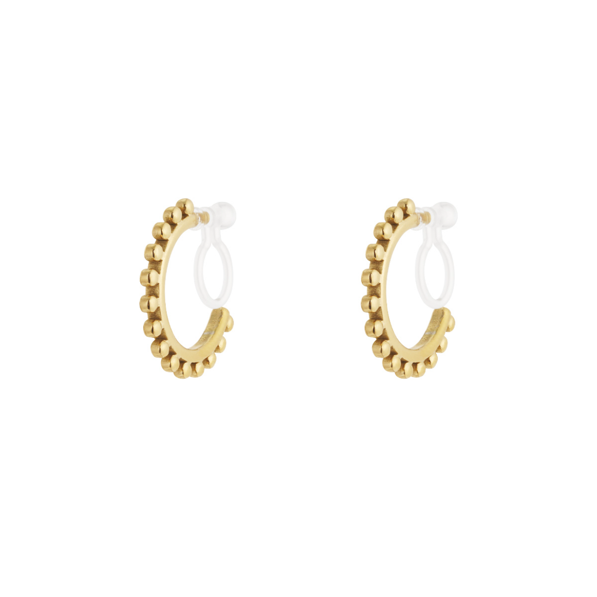 Clip oorbellen kleine hoops met balletjes | Goudkleurig