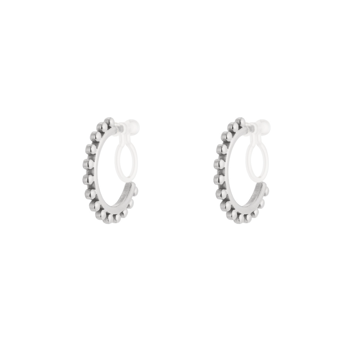 Clip oorbellen kleine hoops met balletjes | Zilverkleurig