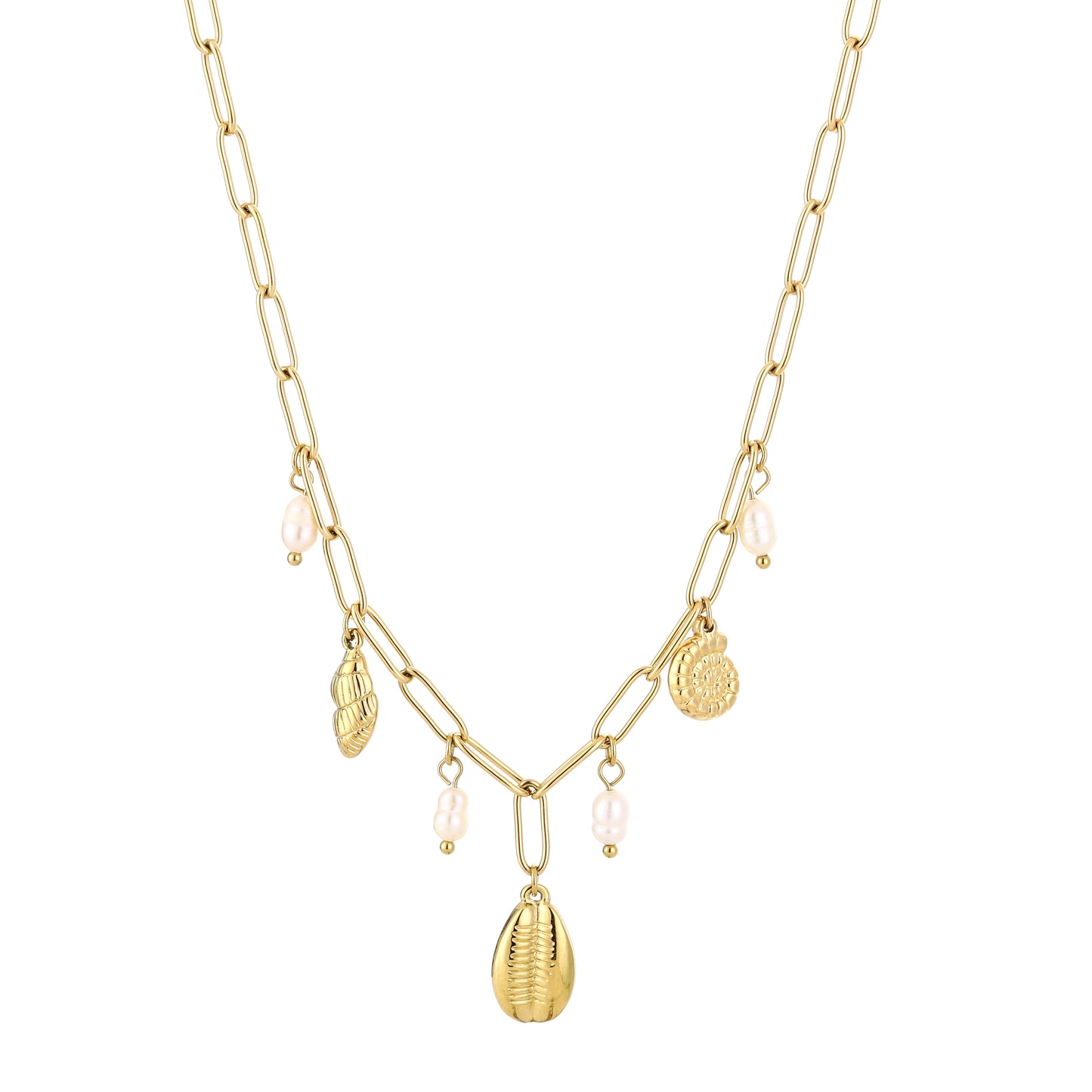 Bedelketting met schelpjes | Goudkleurig