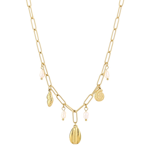 Bedelketting met schelpjes | Goudkleurig