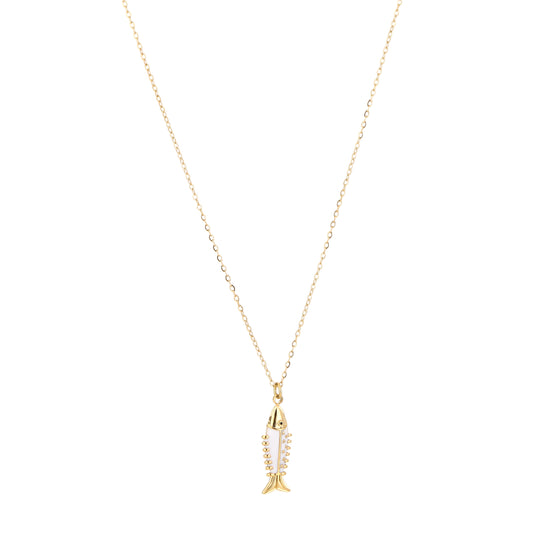Ketting met wit visje | Goudkleurig