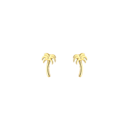 Oorknopjes met lange palmboom | Goudkleurig