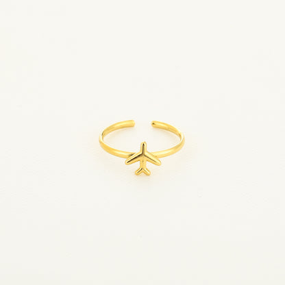 Ring met subtiel vliegtuigje | Goudkleurig