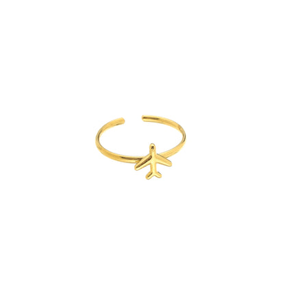 Ring met subtiel vliegtuigje | Goudkleurig