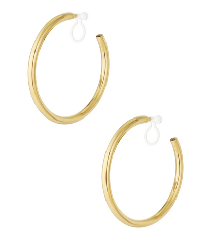 Clip oorbellen grote basic hoops | Goudkleurig