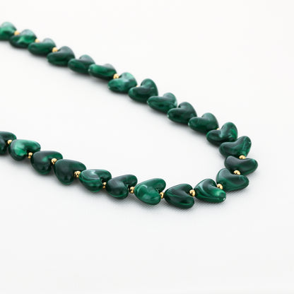 Kralenketting in hartjesvorm | Goud & Donkergroen