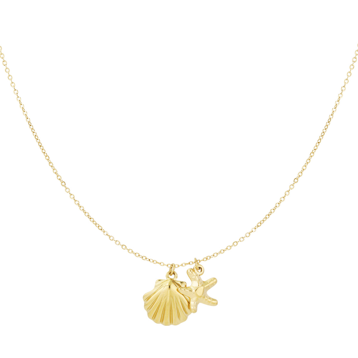 Ketting met schelp en zeester | Goudkleurig