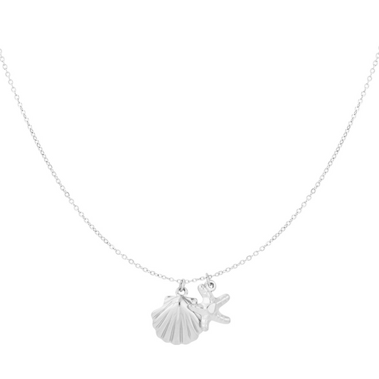 Ketting met schelp en zeester | Zilverkleurig