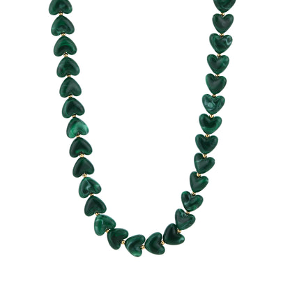 Kralenketting in hartjesvorm | Goud & Donkergroen
