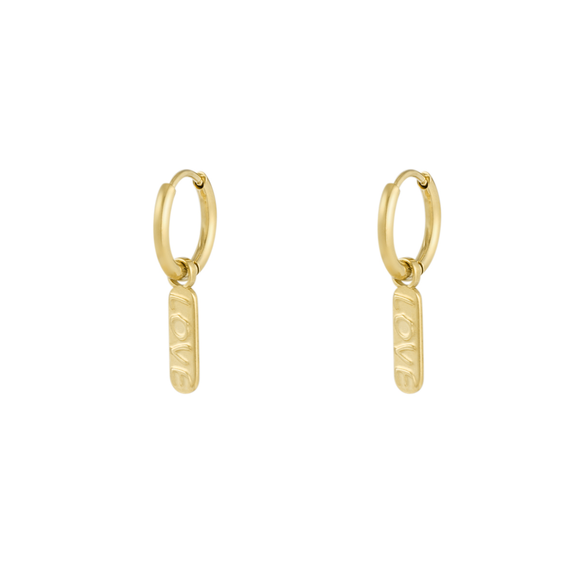 Oorbellen met love bedel | Goudkleurig