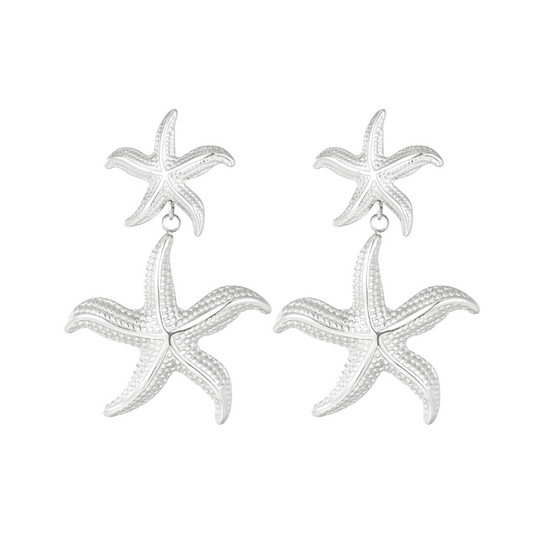 Oorbellen met twee zeesterren | Zilverkleurig