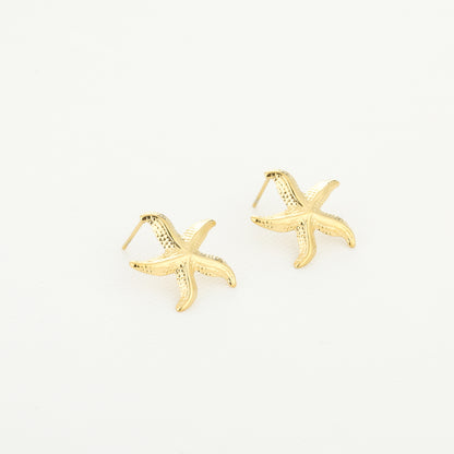 Oorknopjes met grotere zeester | Goudkleurig