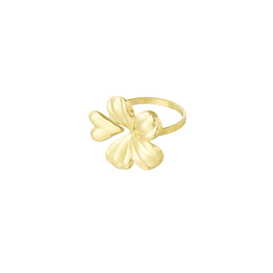 Ring met hartje en bloem | Goudkleurig