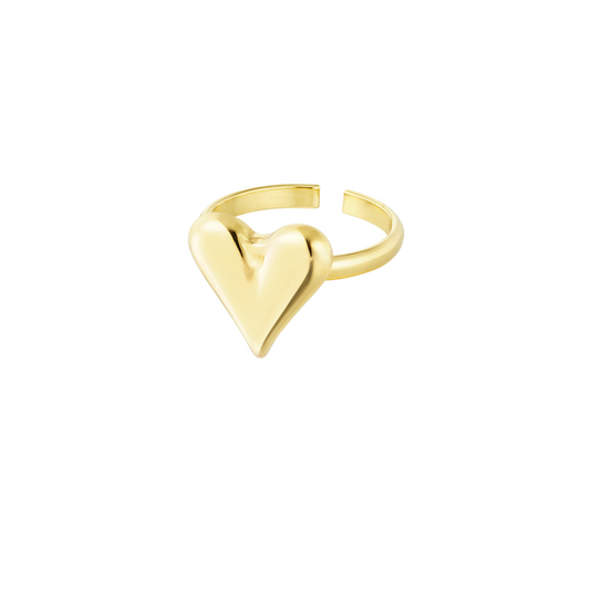Ring met massief hartje | Goudkleurig
