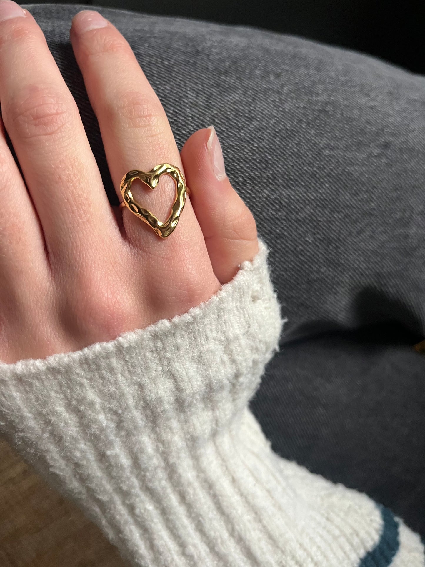 Ring met open statement hart | Goudkleurig