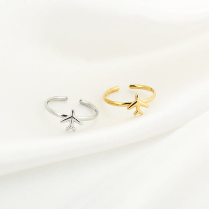 Ring met subtiel vliegtuigje | Zilverkleurig