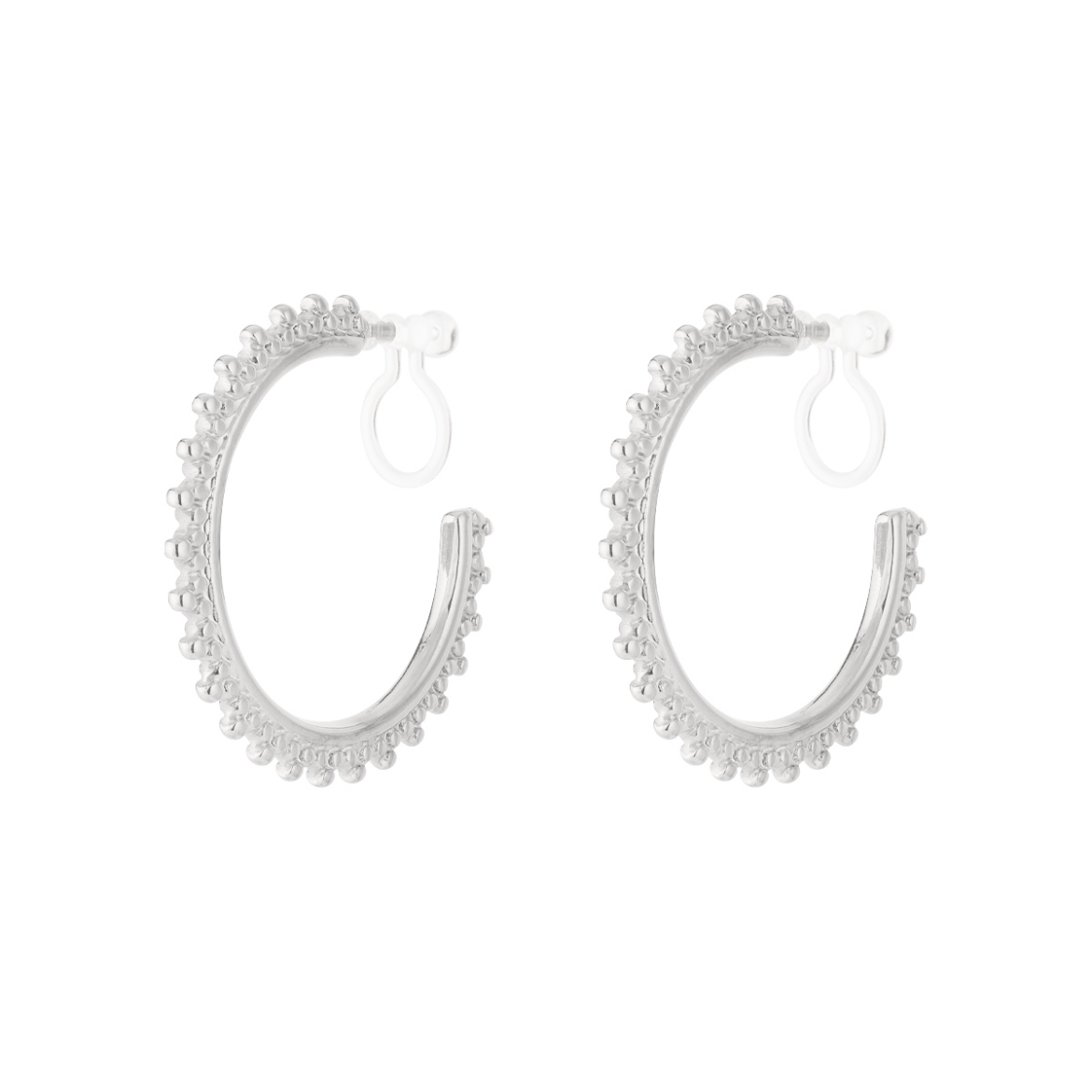 Clip oorbellen hoops met patroon | Zilverkleurig