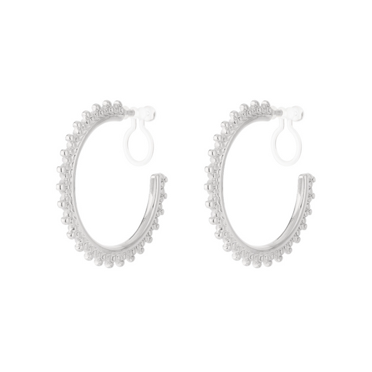 Clip oorbellen hoops met patroon | Zilverkleurig