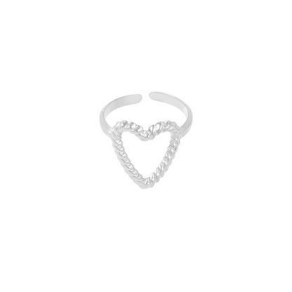 Ring met geweven hart | Zilverkleurig