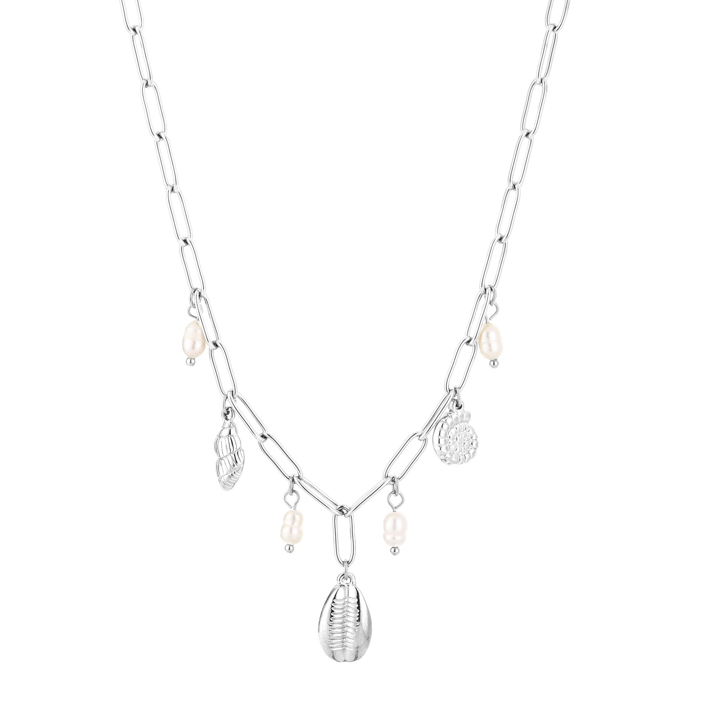 Bedelketting met schelpjes | Zilverkleurig
