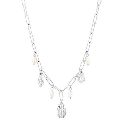Bedelketting met schelpjes | Zilverkleurig