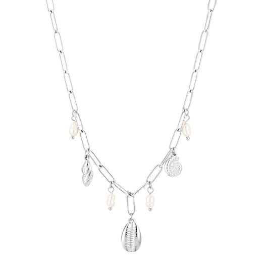 Bedelketting met schelpjes | Zilverkleurig