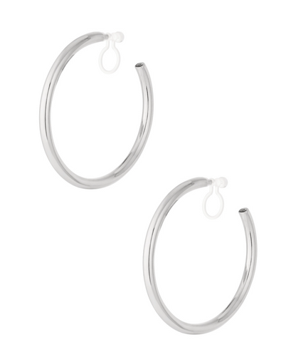 Clip oorbellen grote basic hoops | Zilverkleurige